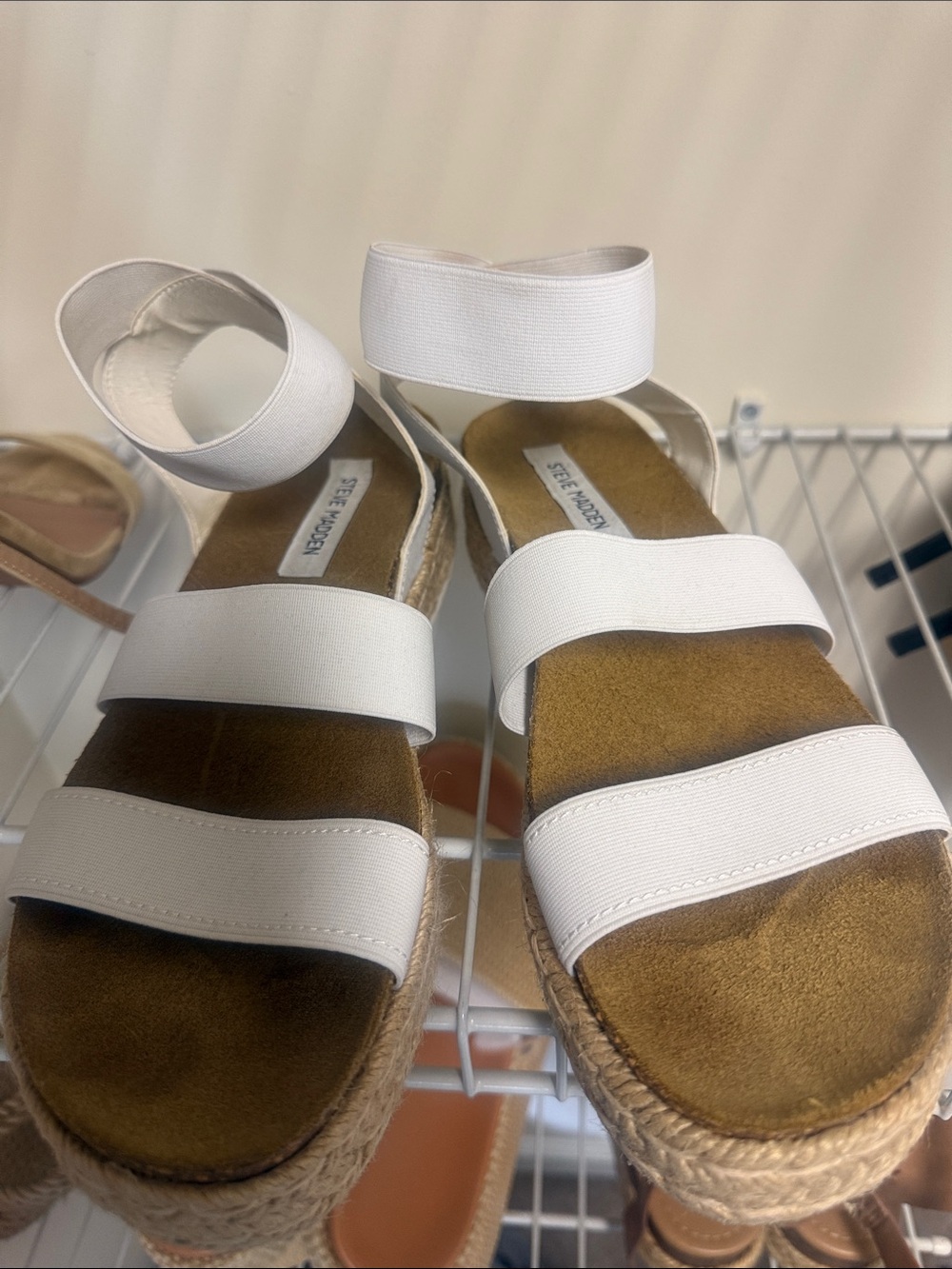 Steve Madden White Platform Espadrille Sandals with Ankle Strap